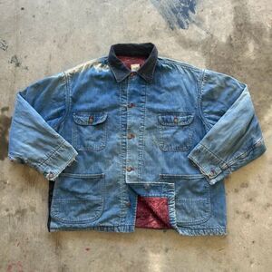 Vintage 70s Big Mac Denim Blanket Lined Chore Coat Size XXL